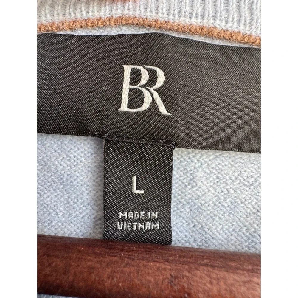 Banana Republic Mens Light Blue 100% Extra Fine Merino Wool Crewneck Sweater L